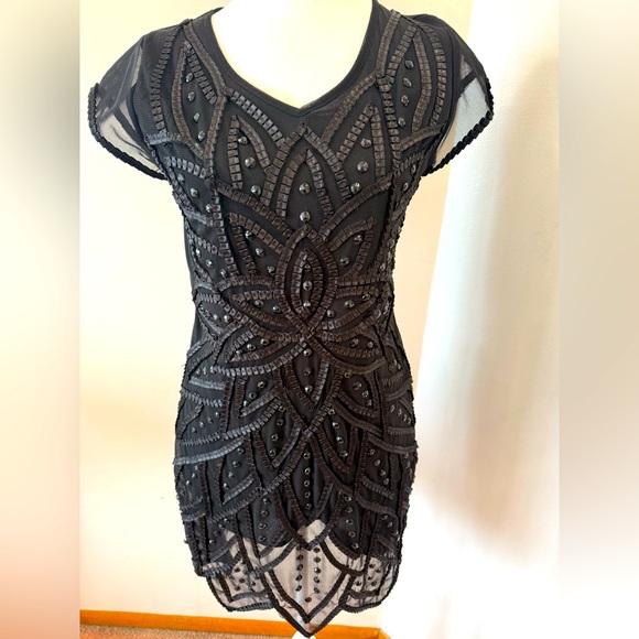 Elegant Black Beaded Party Dress - Like New - Picture 1 of 5